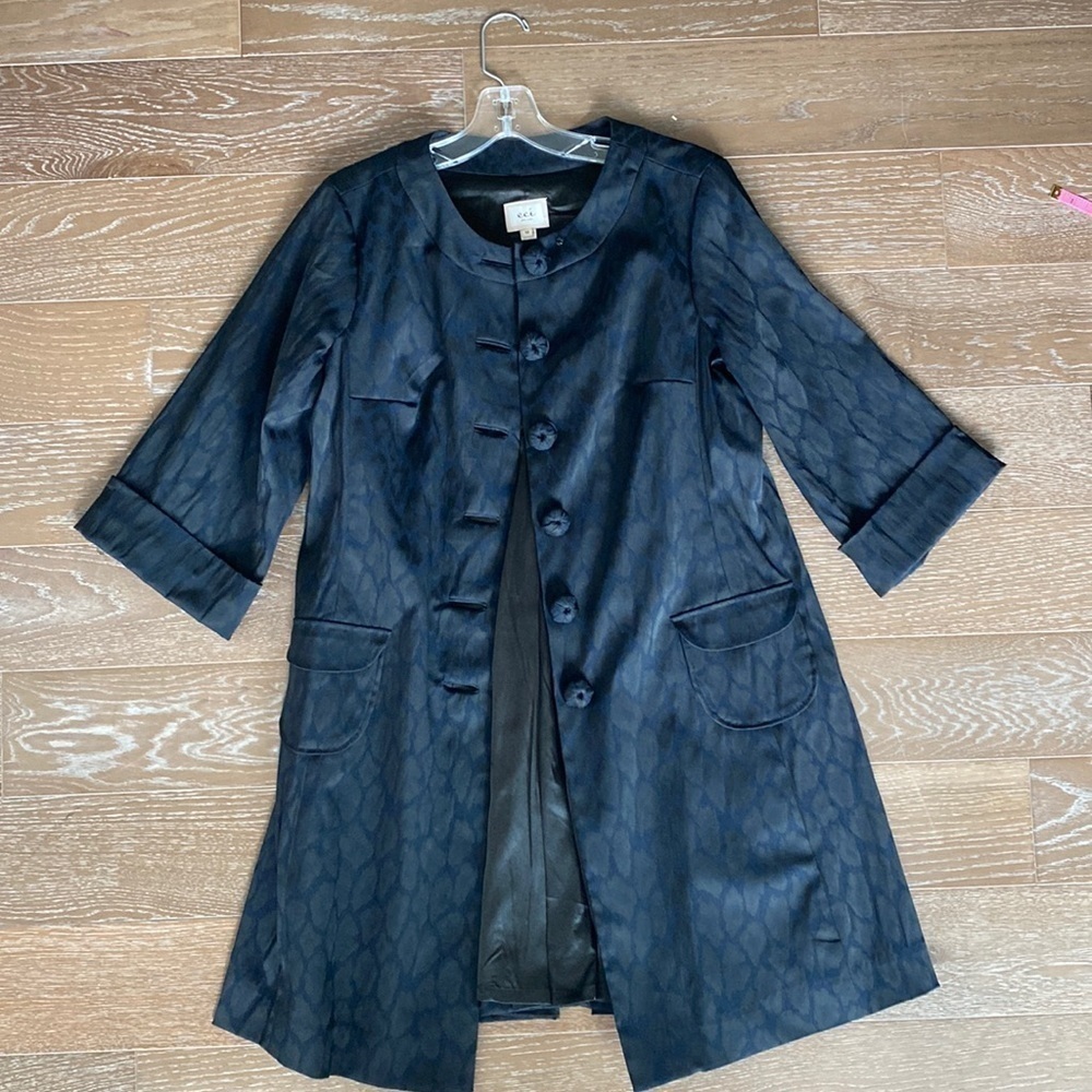 Eci New York Short Sleeve Leopard Print Dress Coat | 12